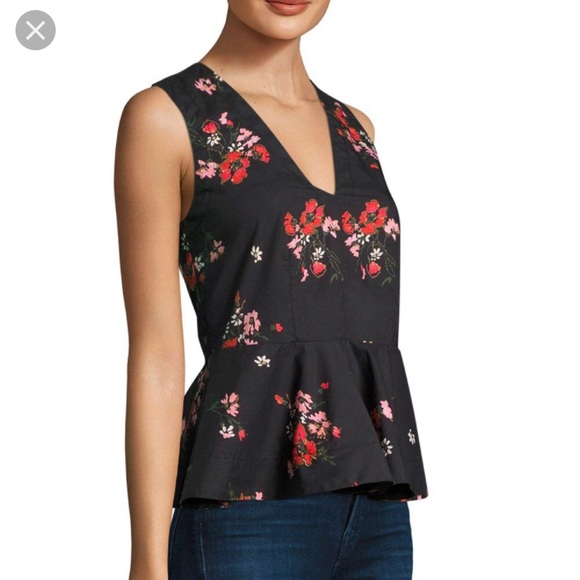 Rebecca Taylor Black Floral Peplum Top - Picture 2 of 4
